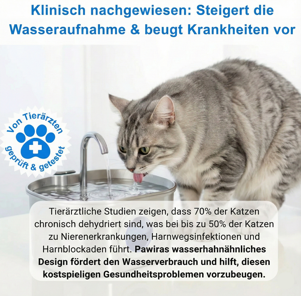 MietzBar - Smart Edelstahl Katzenbrunnen 3,2L – Leiser Wasserspender mit Filtersystem inkl. 8 Ersatzfilter