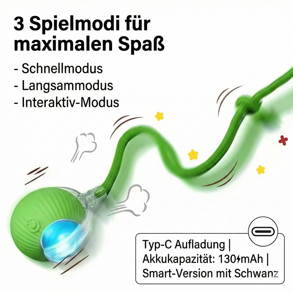 Smart-Ball Pro: Intelligentes Katzenspielzeug mit 3 Geschwindigkeitsstufen & automatischer Standby-Funktion
