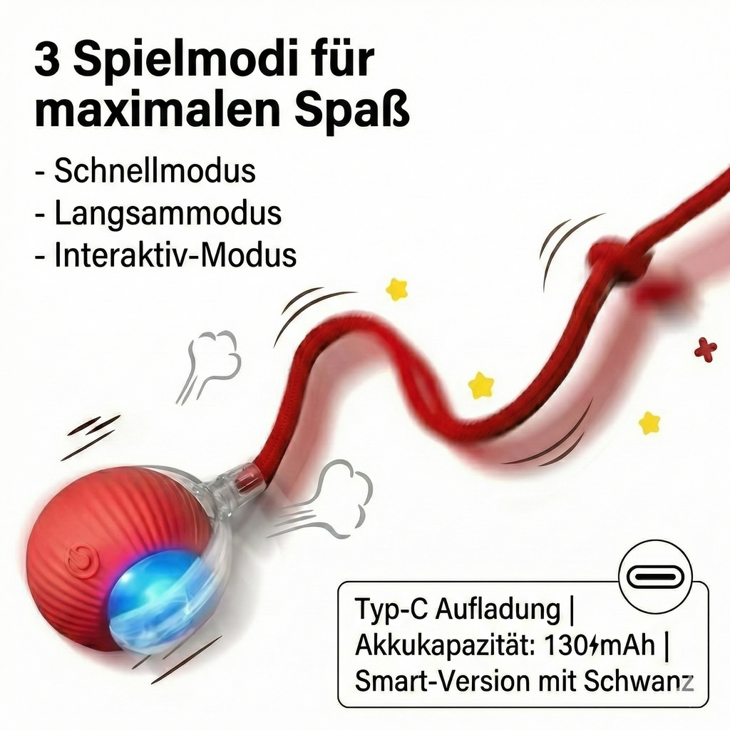 Smart-Ball Pro: Intelligentes Katzenspielzeug mit 3 Geschwindigkeitsstufen & automatischer Standby-Funktion