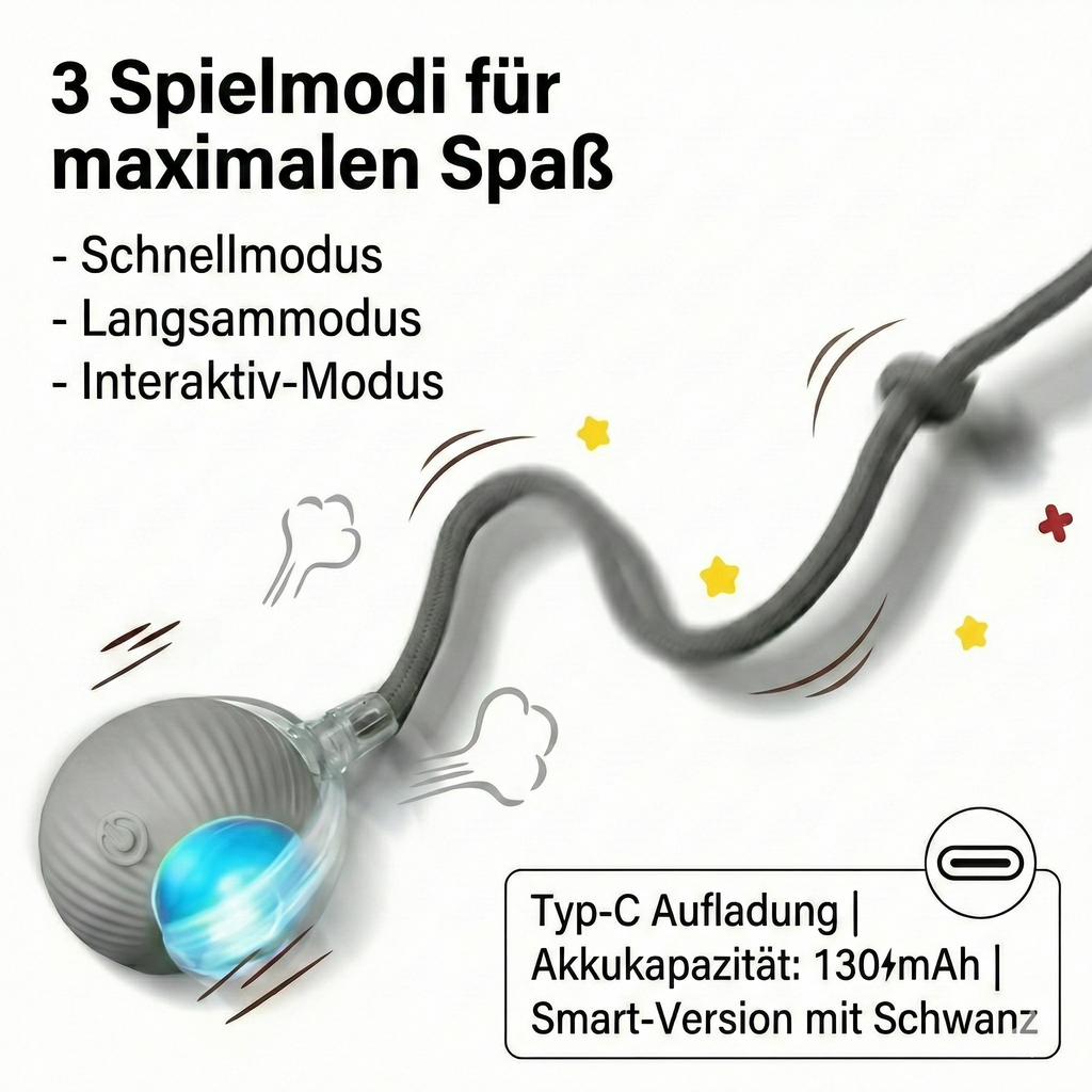 Smart-Ball Pro: Intelligentes Katzenspielzeug mit 3 Geschwindigkeitsstufen & automatischer Standby-Funktion