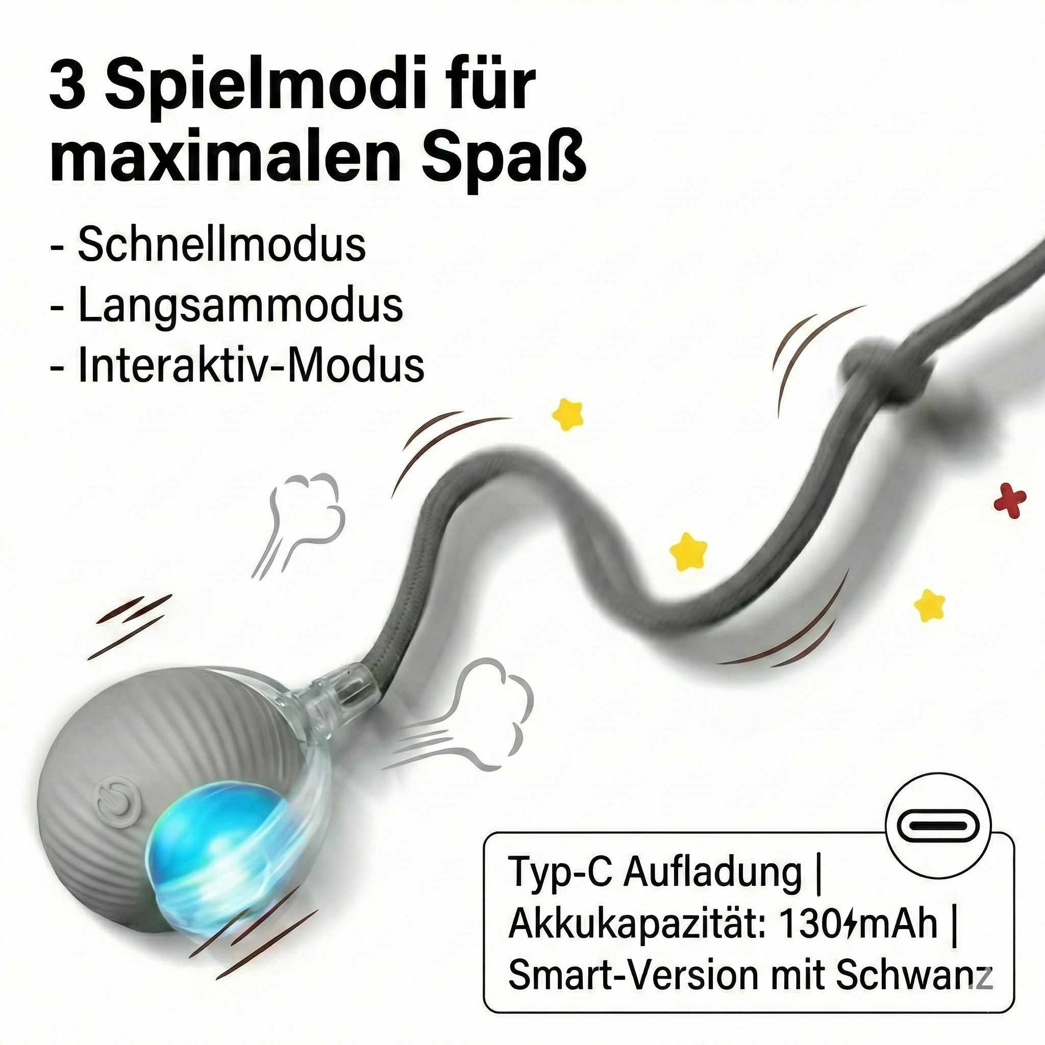 Smart-Ball Pro: Intelligentes Katzenspielzeug mit 3 Geschwindigkeitsstufen & automatischer Standby-Funktion